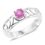 Sterling Silver Pink Sapphire Open Work Ring (Size 8 only)(0.75 cts.)