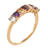 14K Yellow Gold over Sterling Silver Multi 7 Gemstone Ring
