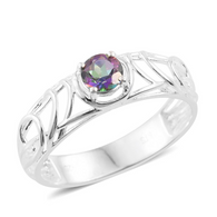 Sterling Silver Mystic Topaz Open Work Ring (Size 7 only)(0.65 cts.)