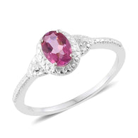 Sterling Silver Pink Mystic Topaz & White Topaz Halo Ring (Size 7 Only)