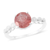 Sterling Silver 2.35 ct. Cherry Quartz Solitaire Ring (size 5)