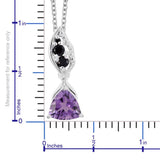 Sterling Silver Trillion Cut Amethyst and Thai Black Spinel with 20" Chain