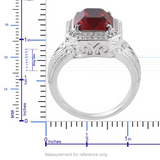 Stainless Steel Red SWAROVSKI Light Siam Crystal Openwork Ring (Size 6)