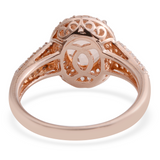 14K Rose Gold Sterling Silver Moganite Simulant & Lab Grown White Sapphire Halo Ring (Size 7 only)