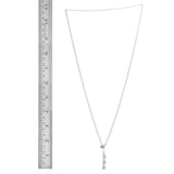 Platinum/Sterling Silver Cubic Zirconia Stars Adjustable " Y " Necklace (24 in)