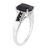 Sterling Silver Cushion Cut Thai Black Spinel Ring (size 5)
