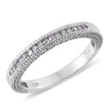 Decorative Platinum Sterling Silver Channel Set WHITE DIAMOND Band Ring