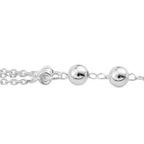 Sterling Silver Curb Link & Bead Adjustable Chain Necklace 20"