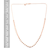 14K Rose Gold/Sterling Silver Curb Link & Bead Adjustable Chain Necklace 20"