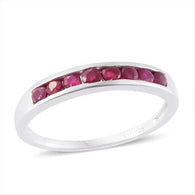 Sterling Silver Channel Set Burmese RUBY Stackable Band Ring (.600 cts)