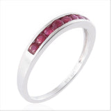 Sterling Silver Channel Set Burmese RUBY Stackable Band Ring (.600 cts)