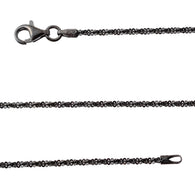 Italian Black Rhodium Sterling Silver Rock SPARKLE Chain Necklace 20 in (4.2 gms)
