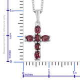 Platinum over Sterling Silver Rhodolite GARNET Cross Pendant & 20" Chain