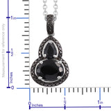 Platinum over Sterling Silver Thai Black Spinel Abstract Pendant with 20" Chain