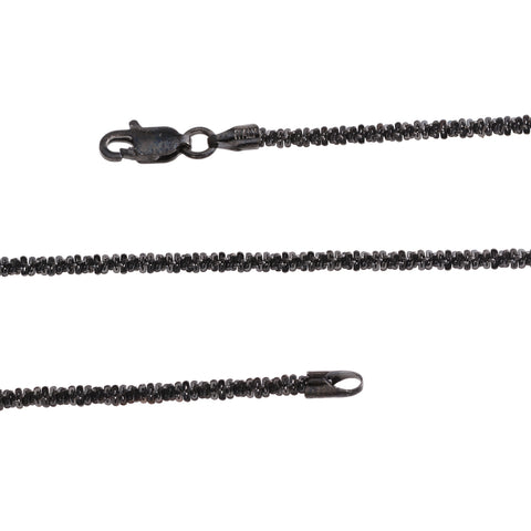 Italian Black Rhodium Sterling Silver Rock SPARKLE Chain Necklace 20" (6.6 gms)