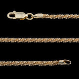 14K Yellow Gold over Italian Sterling Silver Rock SPARKLE Chain Necklace 20 in (6.6 gms)