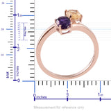 14K Rose Gold over Sterling Silver 1.55cts. AMETHYST & CITRINE Bypass Ring