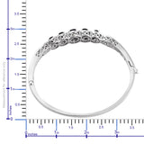 Platinum over Bond Brass 5.4cts Black SAPPHIRE Bangle Bracelet (size 7.25")