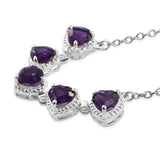 Sterling Silver African AMETHYST 3.10 ct. Heart Halo 18" S. Steel Necklace