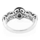 Platinum/Sterling Silver Ceylon SAPPHIRE & Black SPINEL Royal Setting Halo Ring (size 6)