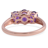 14K Rose Gold over Sterling Silver Oval African AMETHYST Trilogy Ring