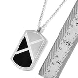 ION Plated Black & Stainless Steel Geometric Dog Tag Pendant with Chain (20 in)