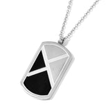 ION Plated Black & Stainless Steel Geometric Dog Tag Pendant with Chain (20 in)