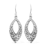 India Handmade Sterling Silver Scroll & Filigree Work Dangle Earrings