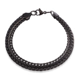 ION Plated Black Stainless Steel Foxtail Necklace 24" and Bracelet 8" Set