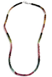 40.00 cts. of Rich Multi Colored TOURMALINE Rondelle Bead Necklace (20 in)