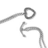 Stainless Steel Double Strand Box Curb Link Chain Necklace (20 in) Toggle Heart Closure