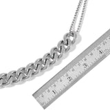 Stainless Steel Double Strand Box Curb Link Chain Necklace (20 in) Toggle Heart Closure