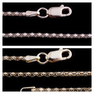 SET of 2 Italian Mirror Chains 14K Rose Gold & 14K Yellow Gold over Sterling Silver 18"