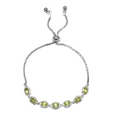 Sterling Silver/Stainless Steel Chinese PERIDOT Halo Adjustable Bolo Bracelet (3.64 cts.)