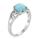 Platinum/Sterling Silver 5.60 cts. LARIMAR Ring & Pendant Set with Chain (size 7)