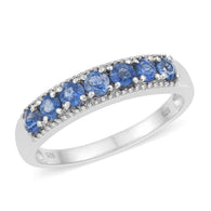 Platinum/Sterling Silver 7 Stone Himalayan Kyanite Stackable Ring (size 5)