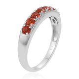 Platinum/Sterling Silver 7 Stone Crimson Fire Opal Stackable Ring (size 5)
