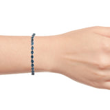 Platinum over Sterling Silver 11cts London Blue TOPAZ  Pear Line Bracelet (6.50 in)