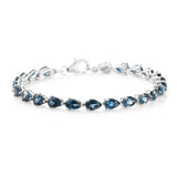 Platinum over Sterling Silver 11cts London Blue TOPAZ  Pear Line Bracelet (6.50 in)