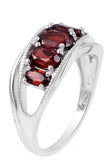 Sterling Silver Mozambique Red GARNET 5 Stone Ring (size 7 only)