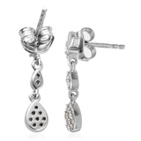 Platinum over Sterling Silver White Diamond Drop Dangle Earrings TDiaWt .15 cts