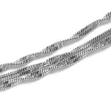 Stainless Steel Twisted Herringbone Triple Strand Necklace / Chain (23 to 25 in)