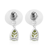 Sterling Silver PERIDOT & White CZ Pear Shaped Drop Post Earrings