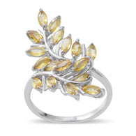 Platinum Sterling Silver YELLOW SAPPHIRE Leaf Bypass Ring 2.89cts