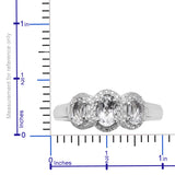 Platinum over Bond Brass 1.4 cts PETALITE 3 Stone Trilogy Ring (size 5)
