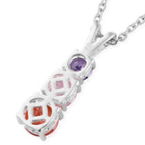 Sterling Silver Multi Colored CZ Pendant with 20" Chain with Magnetic Clasp