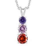 Sterling Silver Multi Colored CZ Pendant with 20" Chain with Magnetic Clasp