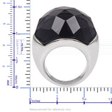 Stainless Steel Checkerboard Gray Glass Fancy Dome Ring (size 10)