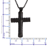 ION Plated Black Stainless Steel Textured Cross Pendant with Chain (20 in)