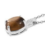 Sterling Silver TIGERS EYE Pendant with 20" Chain with Magnetic Clasp